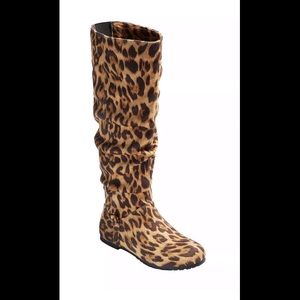 Tall Slouch Leopard Cheetah Print Boot SZ 7.5